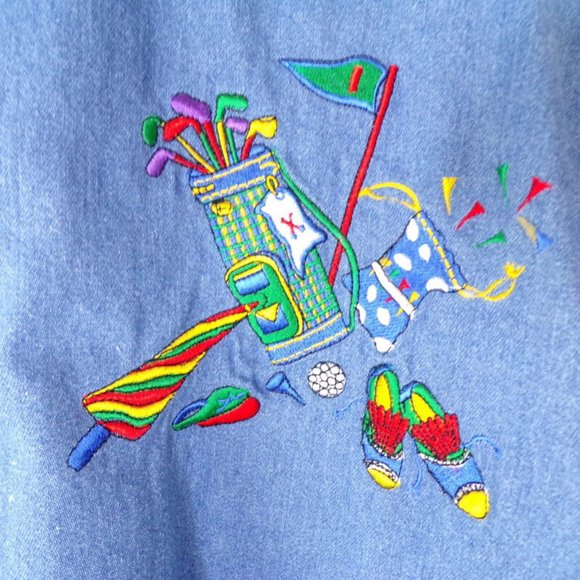 Casey Coleman Denim and Flannel Women's Golf Shirt Embroidered Design Size XL - Picture 6 of 8